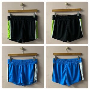 Vintage Y2K Xersion Black & Blue Side Striped Athletic Shorts Size S GUC
